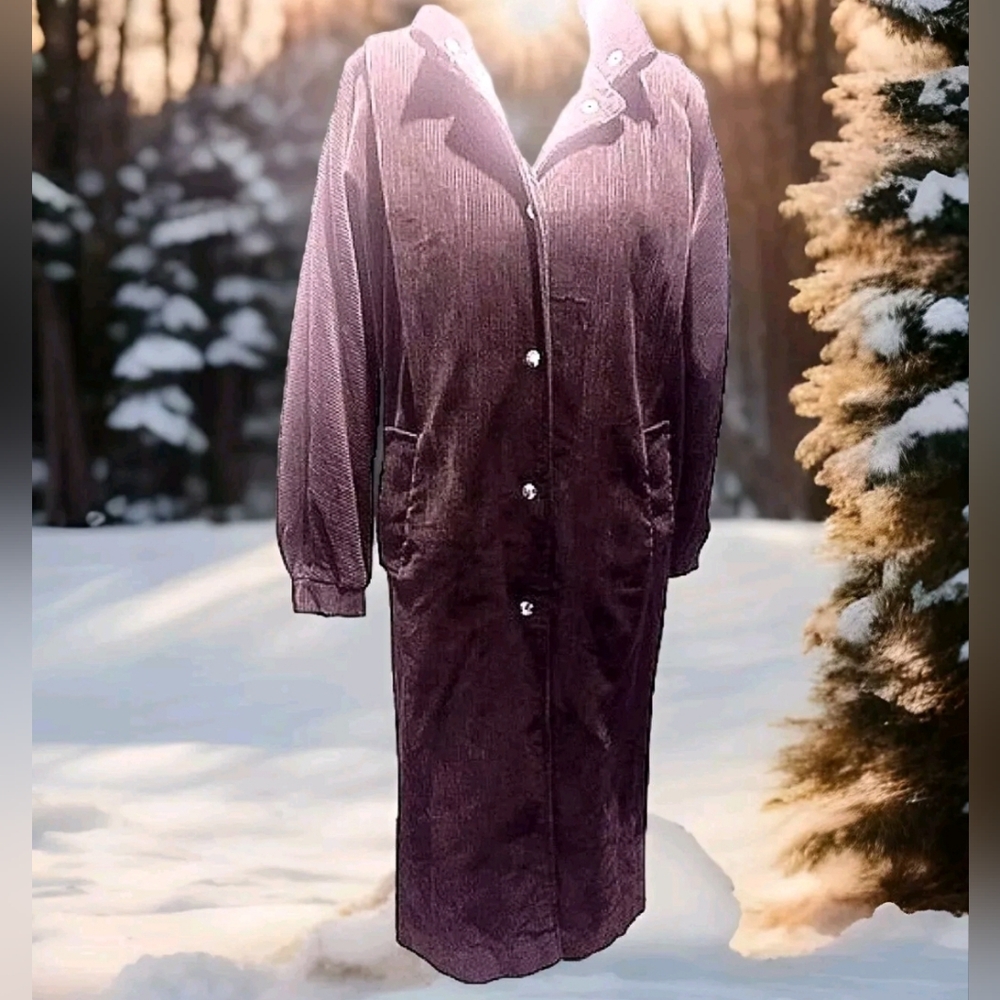 Vintage Electre Paris Vintage Corduroy Deep Purple Women’s Large long coat Style